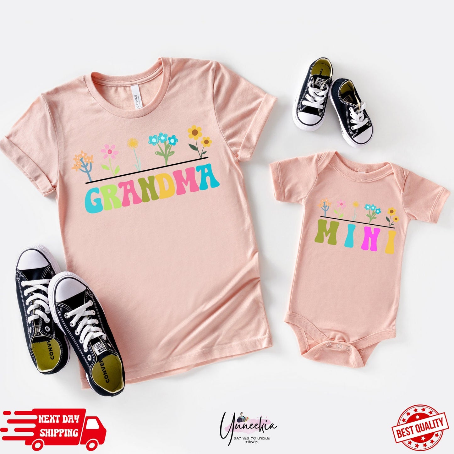Wildflowers Grandma & Mini Shirt, Boho Grandma and Me Outfit Nana and Mini Matching Family Tshirt Grandma and me Shirts Gigi Gifts Mimi Gift
