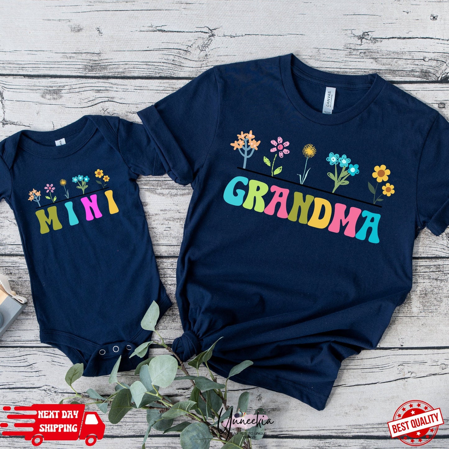 Wildflowers Grandma & Mini Shirt, Boho Grandma and Me Outfit Nana and Mini Matching Family Tshirt Grandma and me Shirts Gigi Gifts Mimi Gift