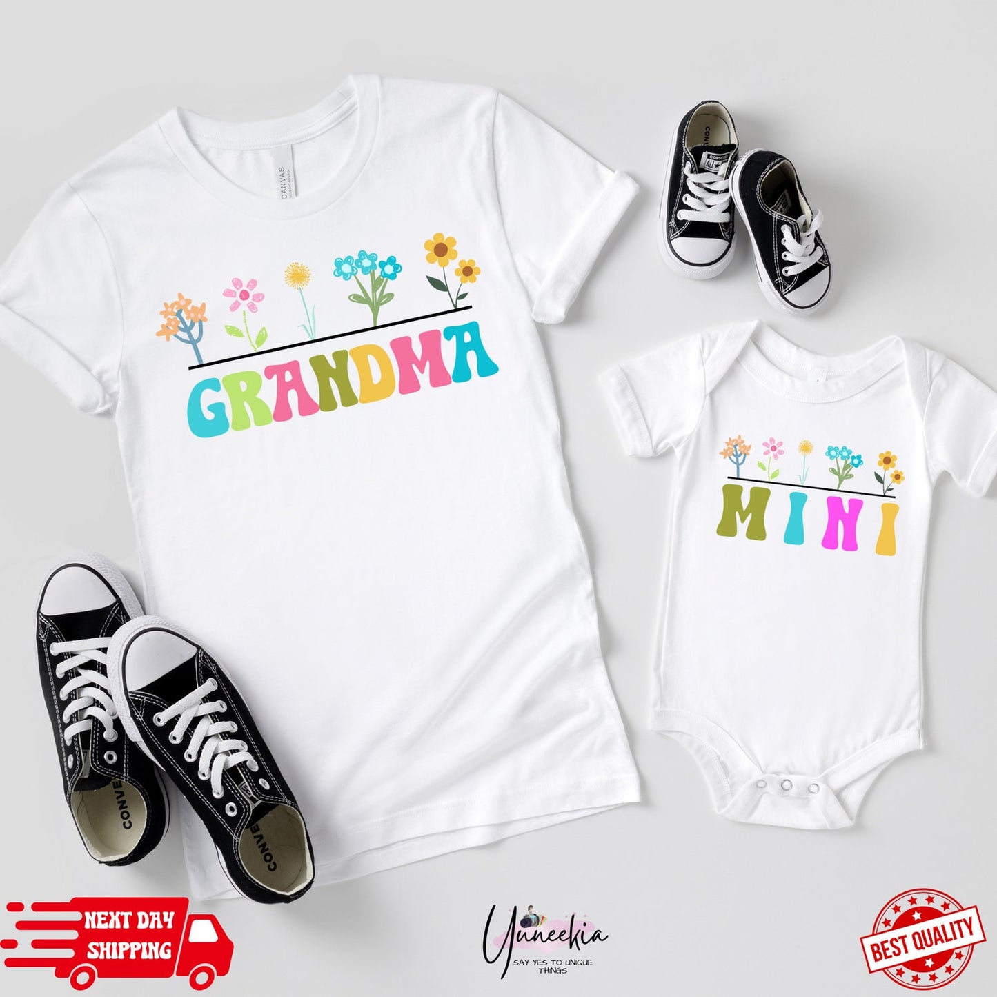 Wildflowers Grandma & Mini Shirt, Boho Grandma and Me Outfit Nana and Mini Matching Family Tshirt Grandma and me Shirts Gigi Gifts Mimi Gift
