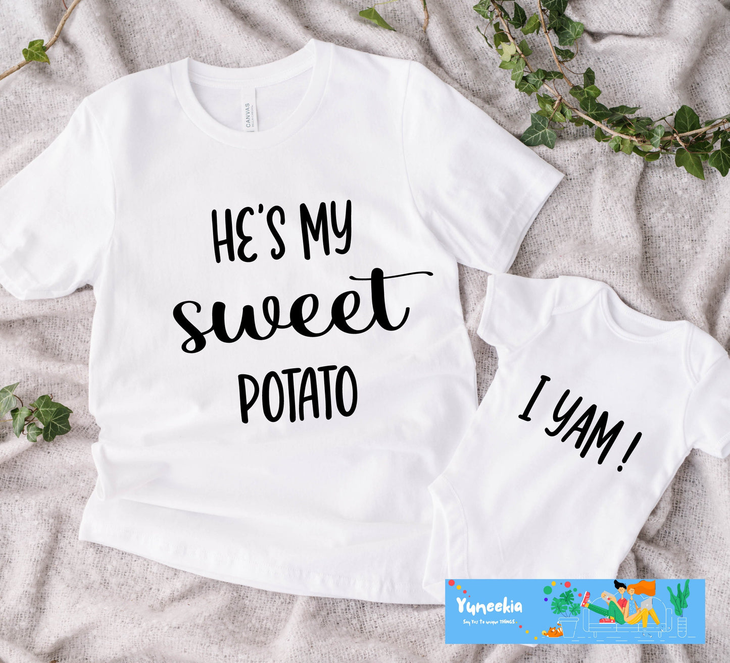 Mother Baby Matching Gift Set, She's My Sweet Potato shirt, I Yam Shirt, Couples Shirts, Funny Spring Daddy Me Shirt, Baby Mommy Shirt