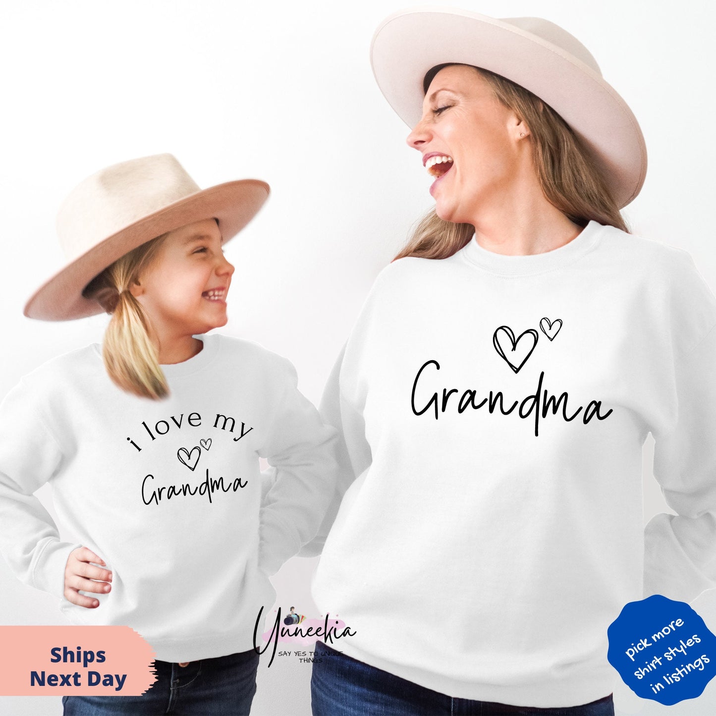 I love My Grandma Matching Set for Baby Shower, Grandma Gift set for grandma and new grandchildren, Mother's Day Shirt, New Grandma Gift