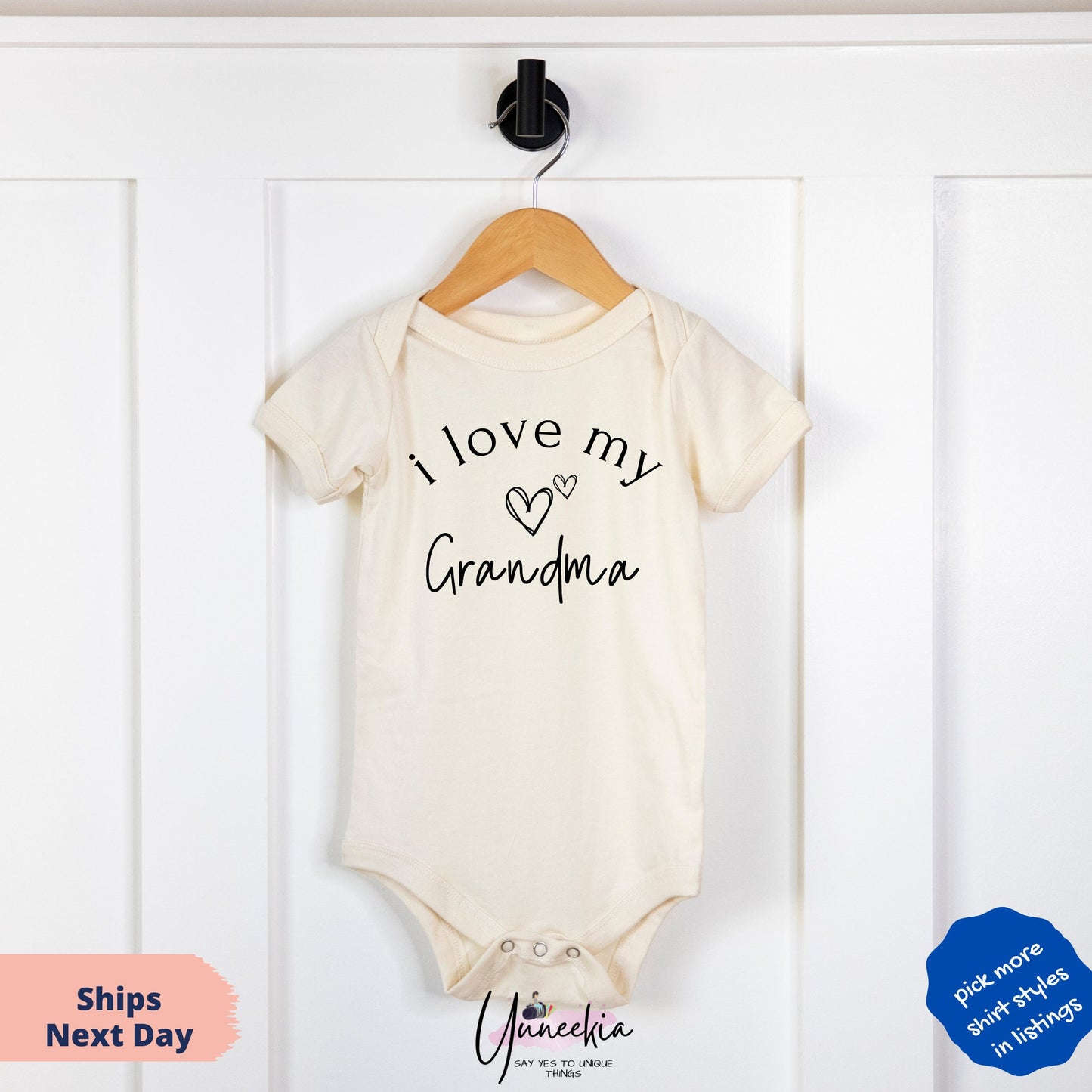 I love My Grandma Matching Set for Baby Shower, Grandma Gift set for grandma and new grandchildren, Mother's Day Shirt, New Grandma Gift