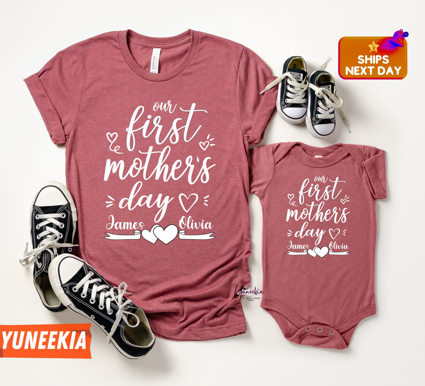 Personalized Our First Mothers Day Shirt, Mommy and me Dinosaur Matching Shirt, New Mom Mothers Day Gift, Mother And Baby First Mothers Day