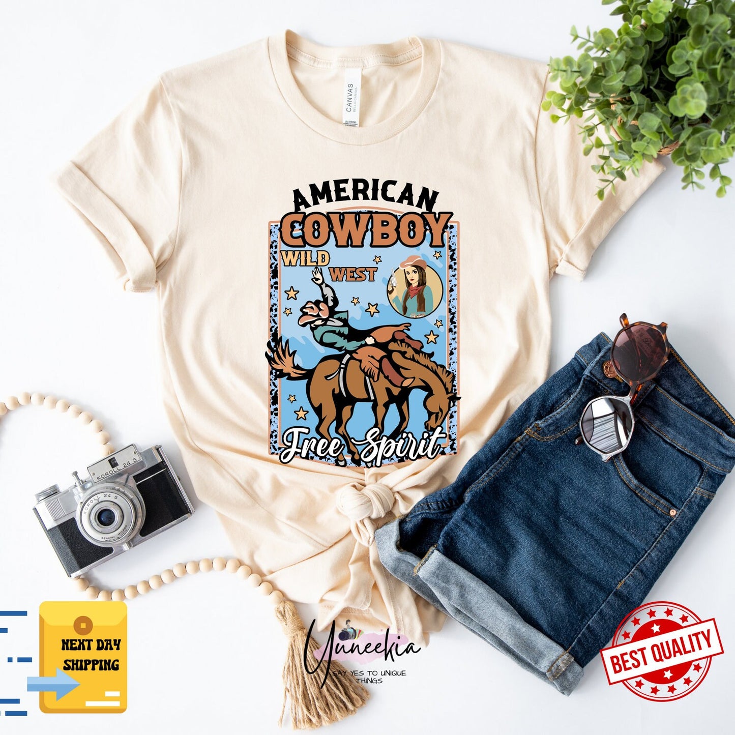 American Cowboy Shirt, Comfort Colors, Womens 4th of July Shirt, Western Graphic Tee, Fourth of July Shirt T-Shirt, USA shirt, Howdy TShirt