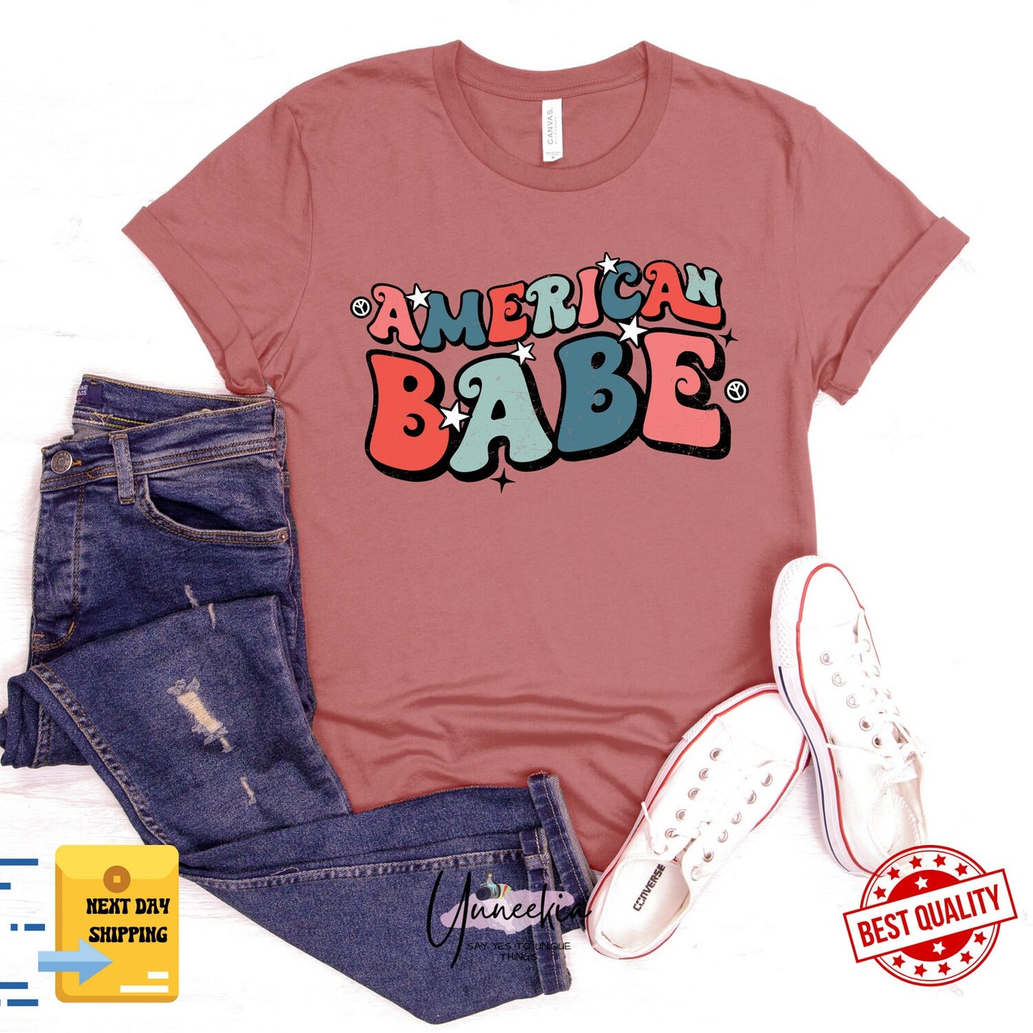 American Babe shirt, Retro 4th of July Shirt, Retro American Babe shirt, Fourth of July Shirt Women, USA shirt for her, Oversized Tee