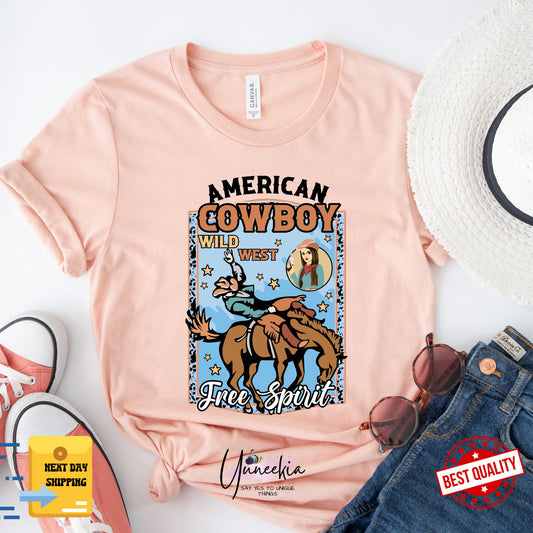 American Cowboy Shirt, Comfort Colors, Womens 4th of July Shirt, Western Graphic Tee, Fourth of July Shirt T-Shirt, USA shirt, Howdy TShirt