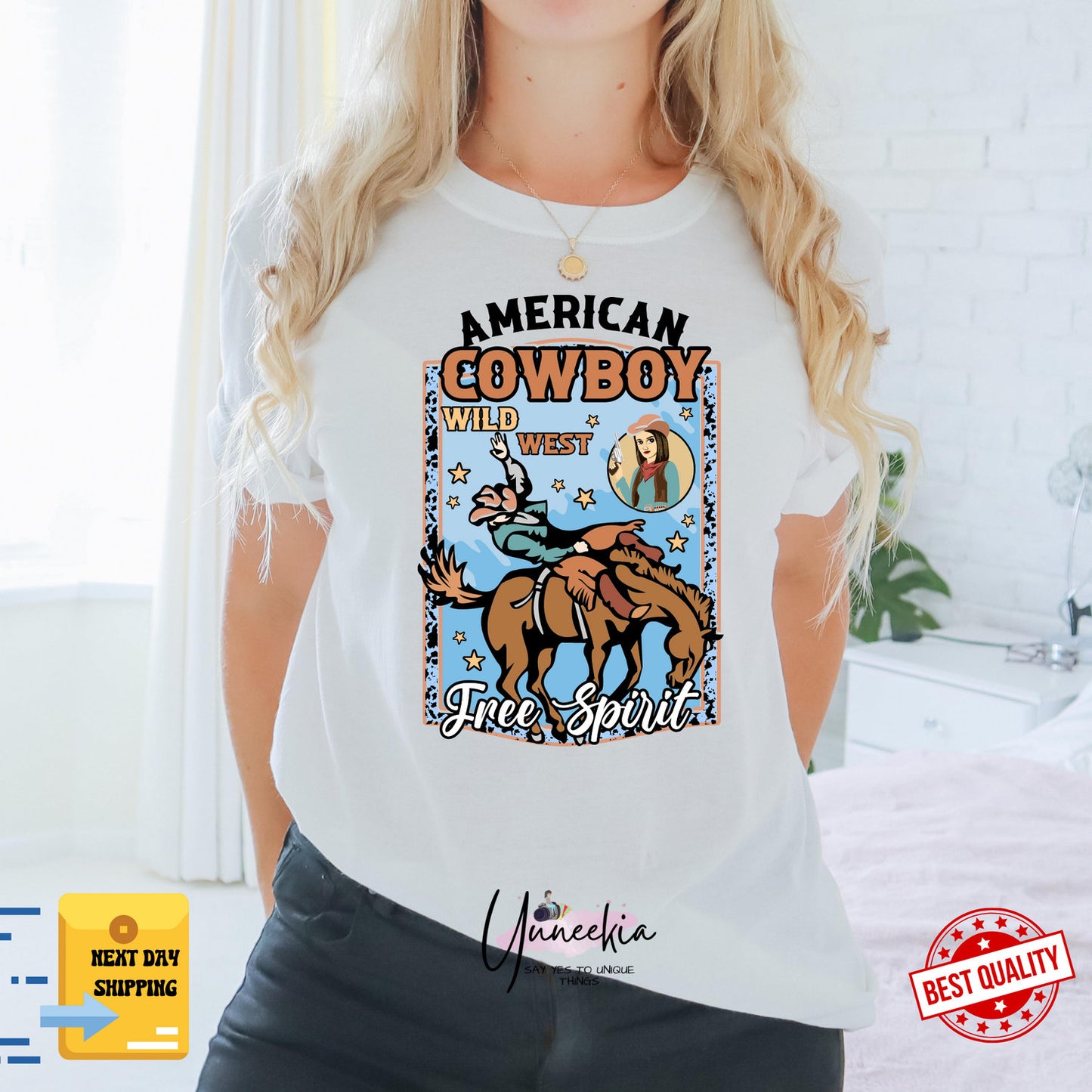 American Cowboy Shirt, Comfort Colors, Womens 4th of July Shirt, Western Graphic Tee, Fourth of July Shirt T-Shirt, USA shirt, Howdy TShirt