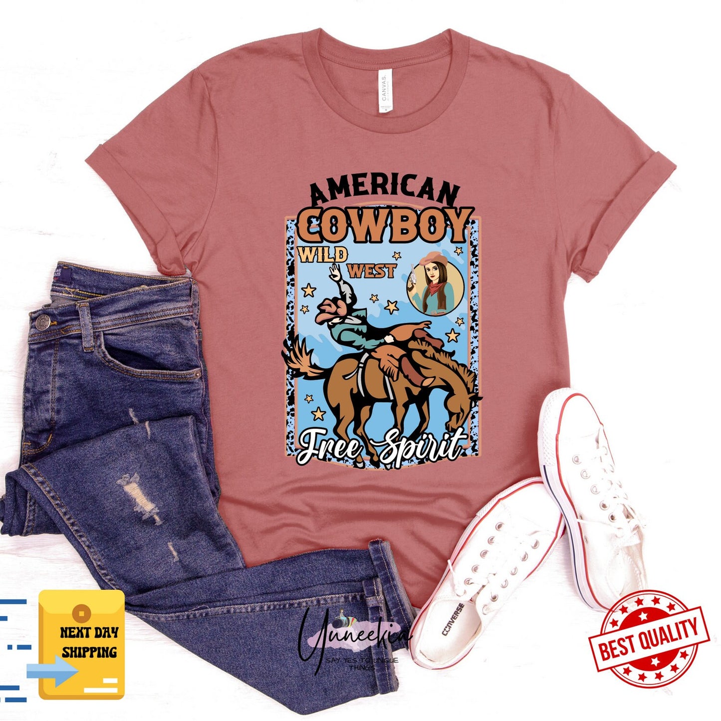 American Cowboy Shirt, Comfort Colors, Womens 4th of July Shirt, Western Graphic Tee, Fourth of July Shirt T-Shirt, USA shirt, Howdy TShirt