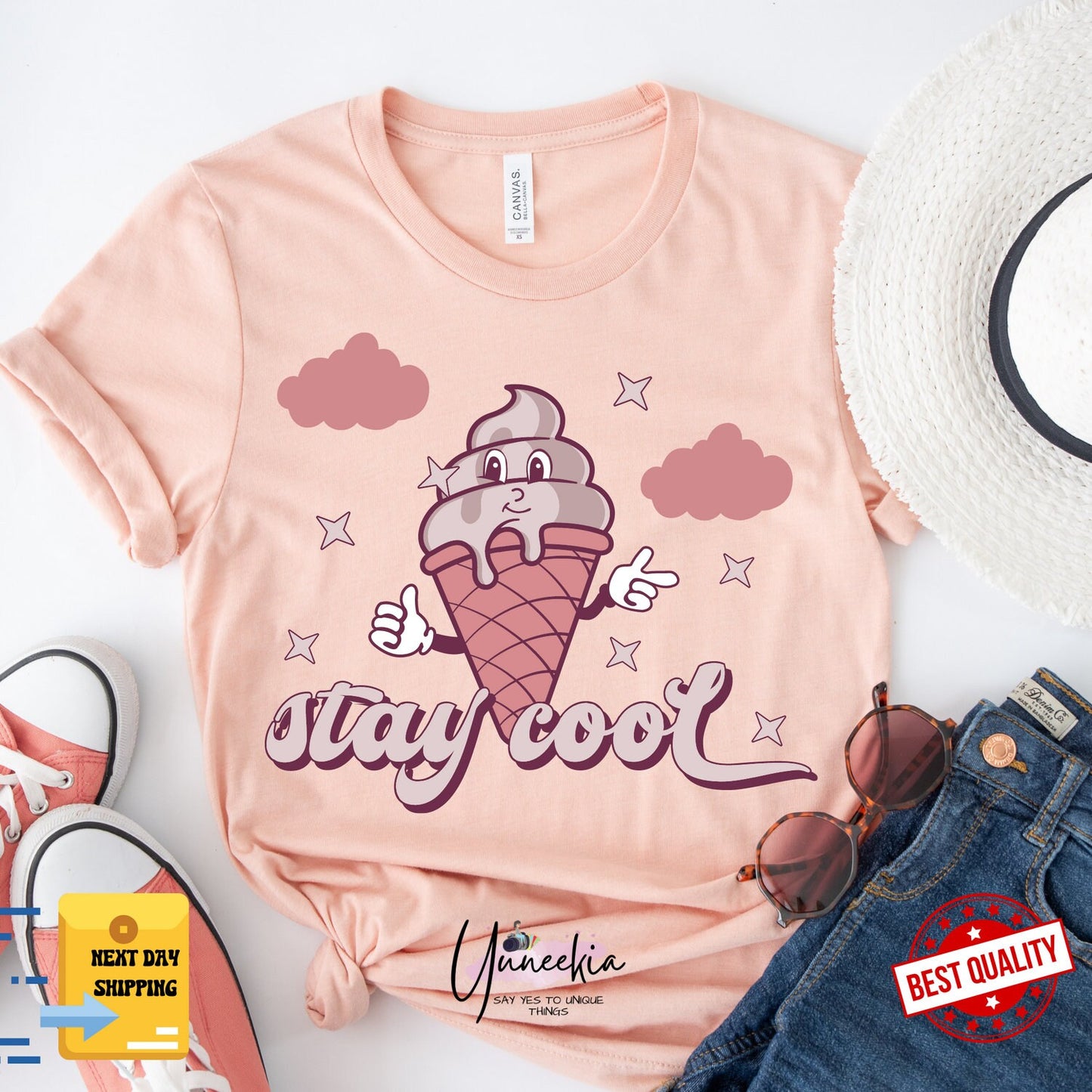 Stay Cool Shirt, Summer Vibes T-shirt, Funny Ice Cream Shirt, Summer Shirt Women, Summer Vibes T-shirt, Stay Cool Ice Cream Shirt