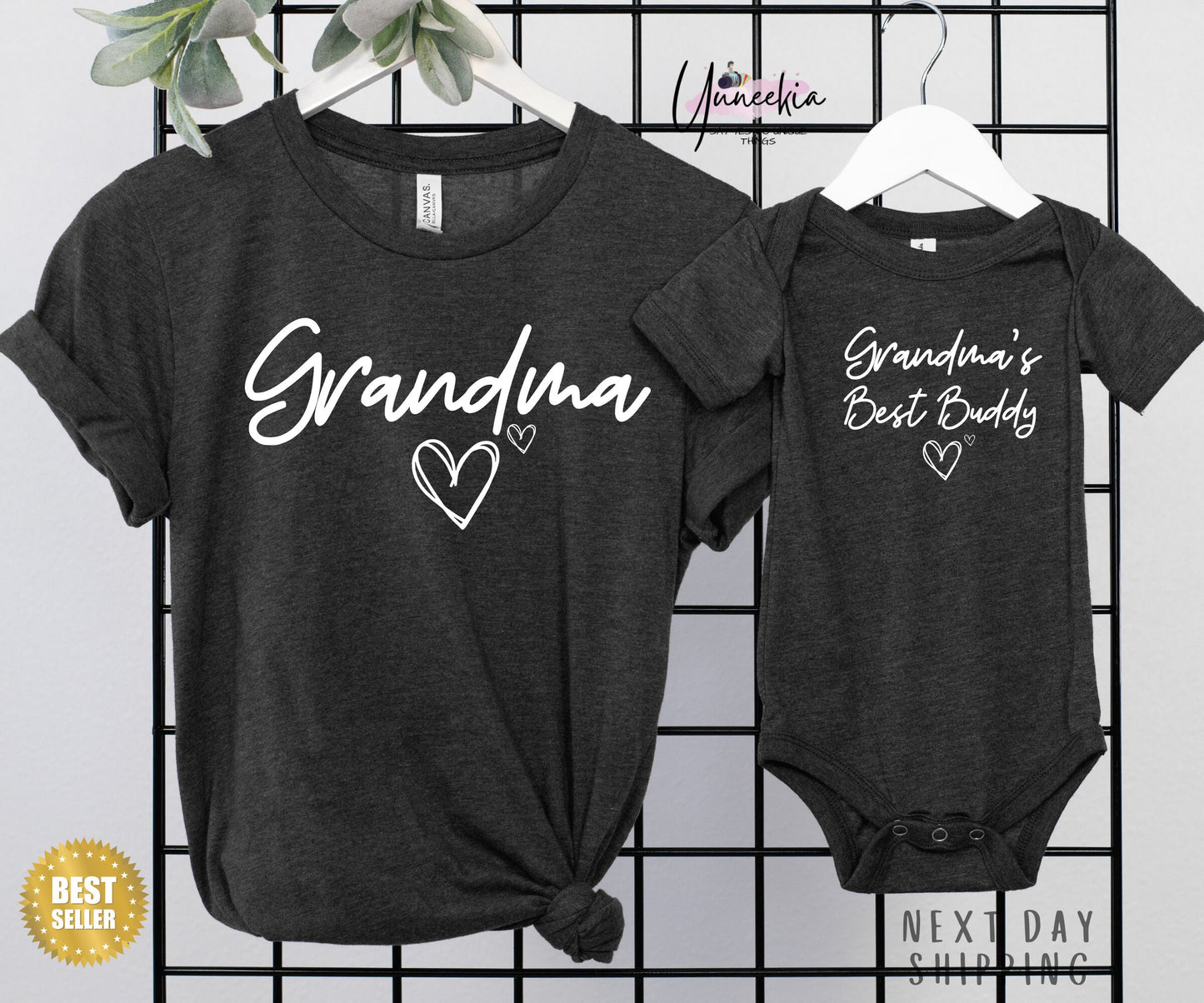 Grandma and Grandchild Matching Set, Grandma Grandma's Buddy Matching Gift, Grandma and me Outfit, New Grandma Gift,Funny Grandmother Shirt