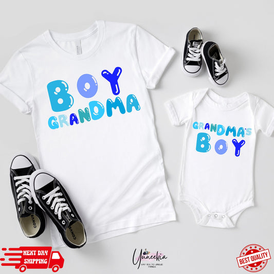 Boy Grandma Grandma's Boy Matching Shirts,Retro Tshirt,Grandma and Me Boy Grandson Cute Matching Shirt,Set Mothers Day Gift,Pregnancy Reveal