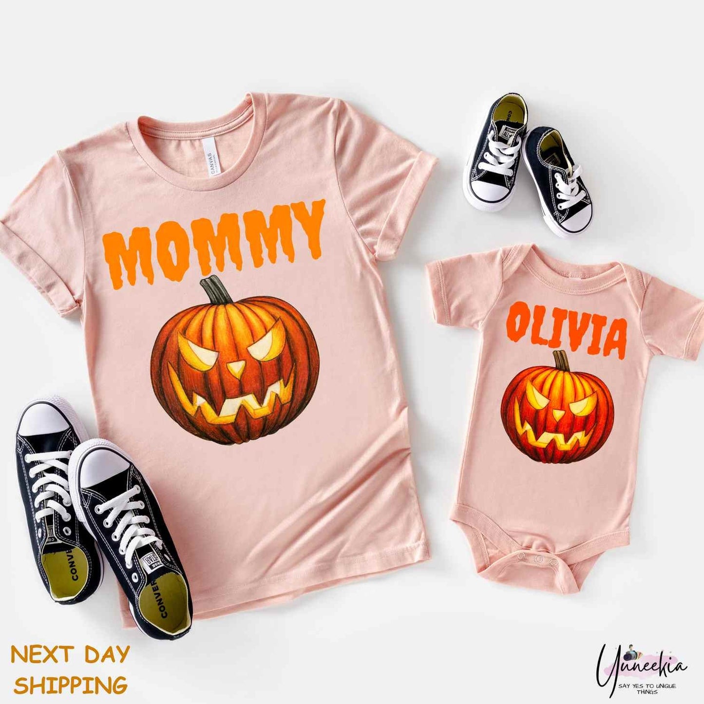 Family Halloween Shirts, Matching Halloween T-Shirt, Daddy Tops, Mommy Tshirt, Funny Halloween Tops,Family Pumpkin Outfit,Cute Pumpkin Tees