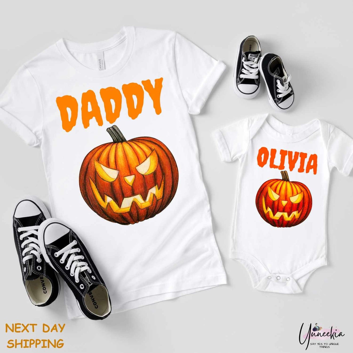 Family Halloween Shirts, Matching Halloween T-Shirt, Daddy Tops, Mommy Tshirt, Funny Halloween Tops,Family Pumpkin Outfit,Cute Pumpkin Tees