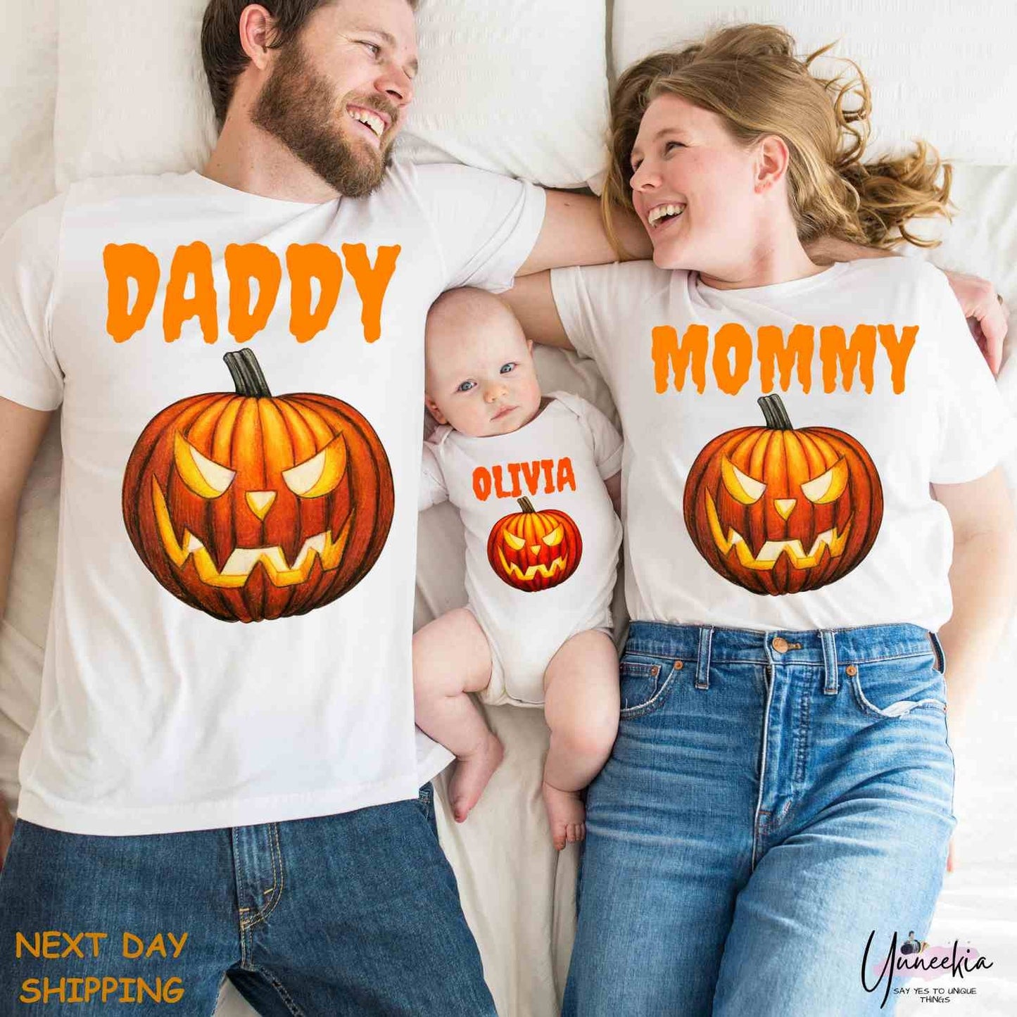 Family Halloween Shirts, Matching Halloween T-Shirt, Daddy Tops, Mommy Tshirt, Funny Halloween Tops,Family Pumpkin Outfit,Cute Pumpkin Tees